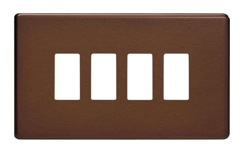 Varilight XDMPGY4S Screwless Mocha 4 Gang PowerGrid Plate (Twin Plate)