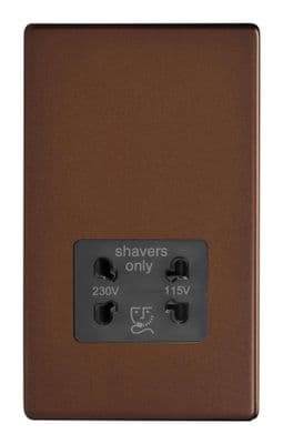 Varilight XDMSSBS Screwless Mocha Dual Voltage Shaver Socket 230V/115V