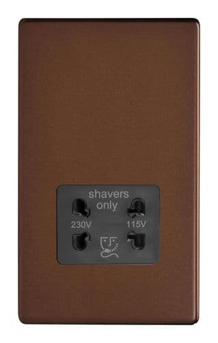 Varilight XDMSSBS Screwless Mocha Dual Voltage Shaver Socket 230V/115V