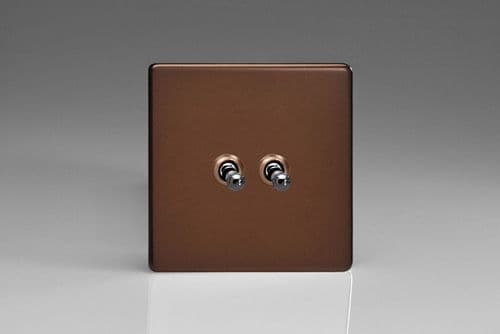 Varilight XDMT71S Screwless Mocha 2 Gang 10A Toggle Light Switch (1 x Intermediate 1 x 2 Way)
