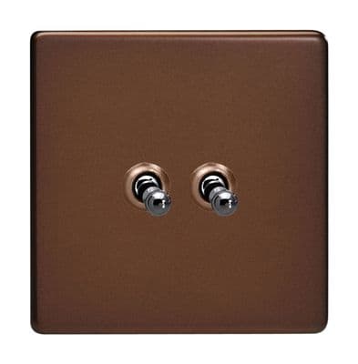 Varilight XDMT77S Screwless Mocha 2 Gang 10A Intermediate Toggle Light Switch