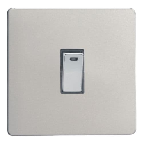 Varilight XDN20NDS Screwless Satin Chrome 1 Gang 20A Double Pole Switch + Neon Indicator