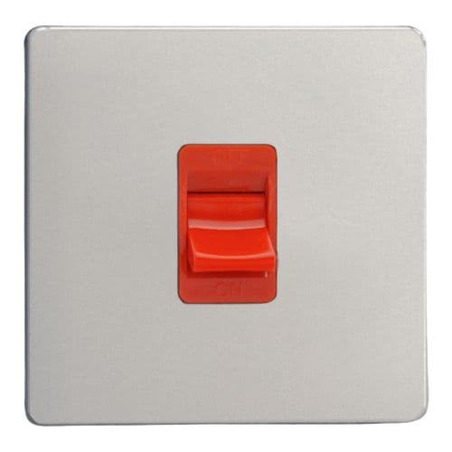 Varilight XDN45SS Screwless Satin Chrome 45A DP Cooker Switch Single Plate