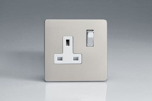 Varilight XDN4WS Screwless Satin Chrome 1 Gang 13A DP Single Switched Plug Socket