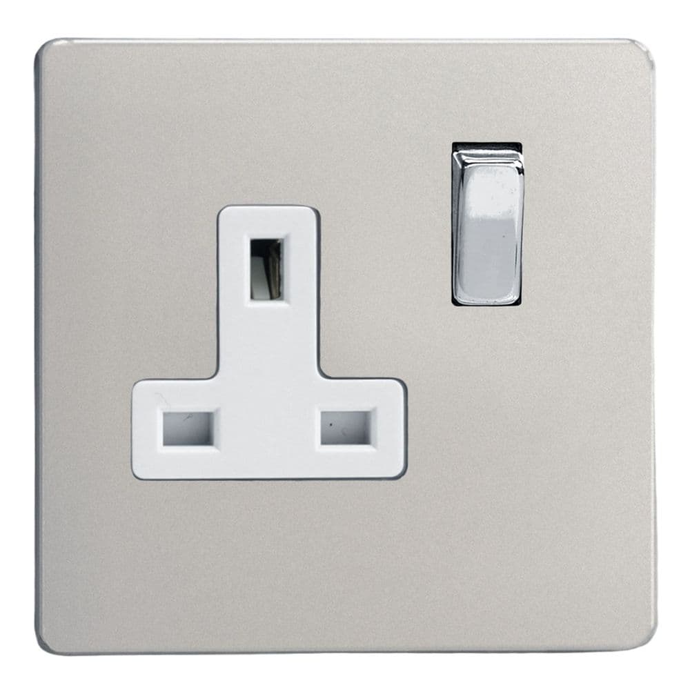 Varilight XDN4WS Screwless Satin Chrome 1 Gang 13A DP Single Switched ...