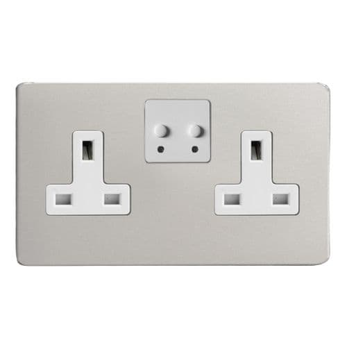 Varilight XDN5VSWS Screwless Satin Chrome 2 Gang 13A Wi-Fi Socket for V-Pro Smart Supla