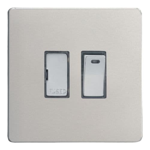 Varilight XDN6NDS Screwless Satin Chrome 1 Gang 13A Switched Fused Spur + Neon