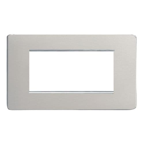 Varilight XDNG4S Screwless Satin Chrome DataGrid Twin Plate (4 DataGrid Spaces)