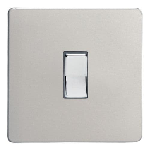 Varilight XDNKR1S Screwless Satin Chrome 1 Gang 10A 2 Way & Off Retractive Switch