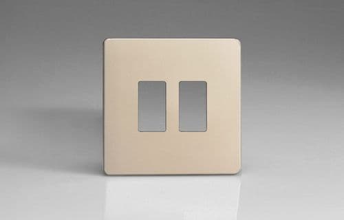 Varilight XDNPGY2S Screwless Satin Chrome 2 Gang Grid Plate (Single Plate)