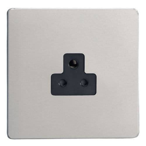 Varilight XDNRP2ABS Screwless Satin Chrome 1 Gang 2A Round Pin Socket