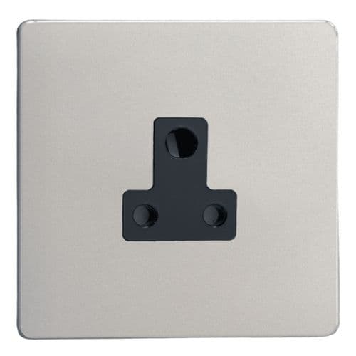 Varilight XDNRP5ABS Screwless Satin Chrome 1 Gang 5A Round Pin Plug Socket