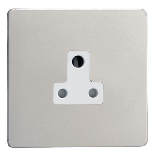 Varilight XDNRP5AWS Screwless Satin Chrome 1 Gang 5A Round Pin Plug Socket