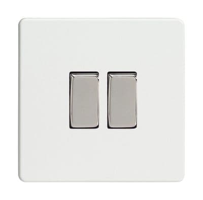 Varilight XDQ2S Screwless Premium White 2 Gang 10A 1 or 2 Way Rocker Light Switch