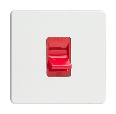 Varilight XDQ45SS Screwless Premium White 45A DP Cooker Switch Single Plate