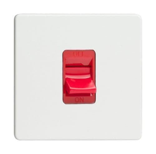 Varilight XDQ45SS Screwless Premium White 45A DP Cooker Switch Single Plate