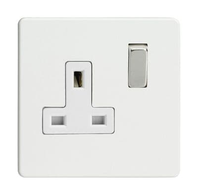 Varilight XDQ4WS Screwless Premium White 1 Gang 13A DP Single Switched Plug Socket