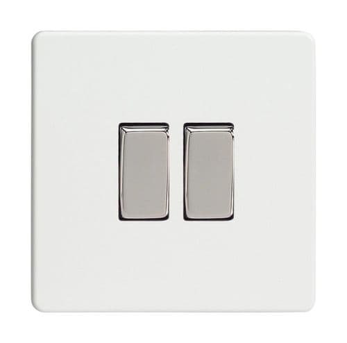 Varilight XDQ77S Screwless Premium White 2 Gang 10A Intermediate Rocker Light Switch