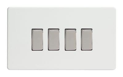 Varilight XDQ9S Screwless Premium White 4 Gang 10A 1 or 2 Way Rocker Light Switch