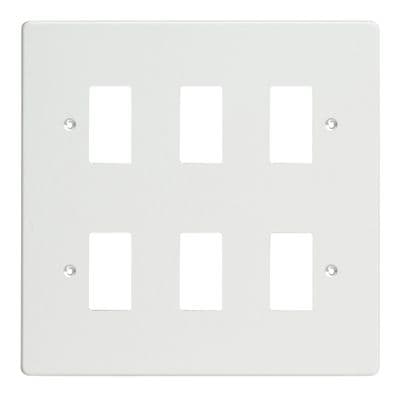 Varilight XDQPG6 PowerGrid Premium White 6 Gang Grid Plate (Double Twin Plate)