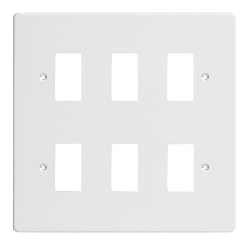 Varilight XDQPG6 PowerGrid Premium White 6 Gang Grid Plate (Double Twin Plate)