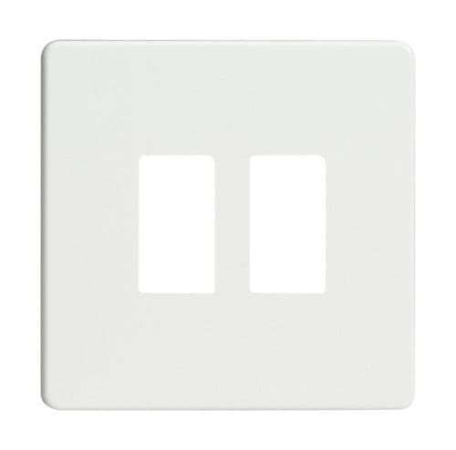Varilight XDQPGY2S Screwless Premium White 2 Gang Grid Plate (Single Plate)