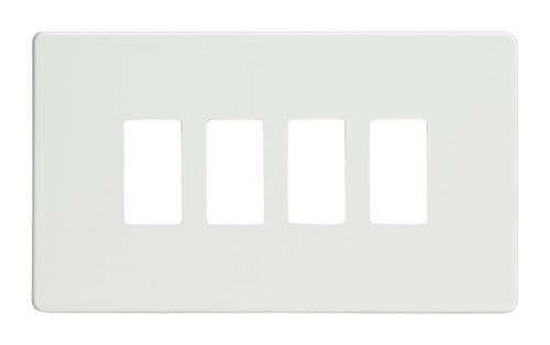 Varilight XDQPGY4S Screwless Premium White 4 Gang PowerGrid Plate (Twin Plate)