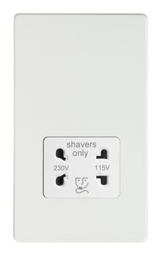 Varilight XDQSSWS Screwless Premium White Dual Voltage Shaver Socket 230V/115V