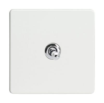 Varilight XDQT1S Screwless Premium White 1 Gang 10A 1 or 2 Way Toggle Light Switch
