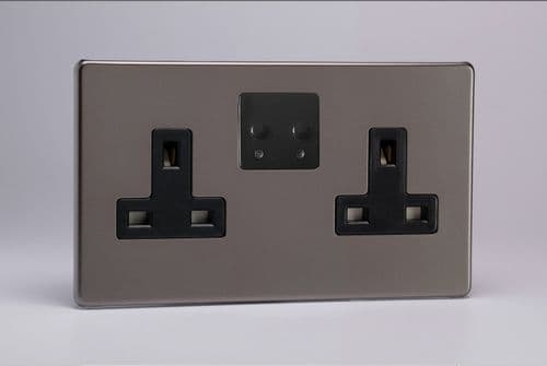 Varilight XDR5VSBS Screwless Pewter 2 Gang 13A Wi-Fi Socket for V-Pro Smart Supla