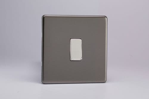 Varilight XDRBR1S Screwless Pewter 1 Gang 10A Retractive Switch