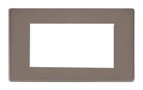 Varilight XDRG4S Screwless Pewter DataGrid Twin Plate (4 DataGrid Spaces)
