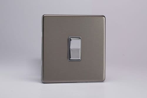 Varilight XDRKR1S Screwless Pewter 1 Gang 10A 2 Way & Off Retractive Switch