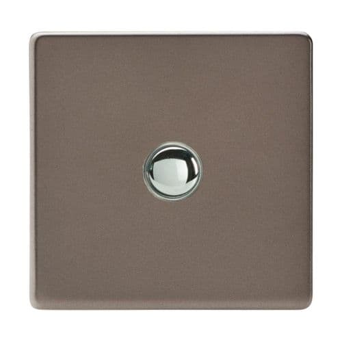 Varilight XDRM1S Screwless Pewter 1 Gang 6A 1-Way Push-to-Make Momentary Switch