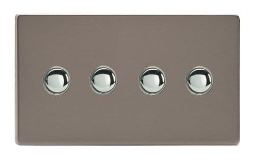Varilight XDRM4S Screwless Pewter 4 Gang 6A 1-Way Push-to-Make Momentary Switch