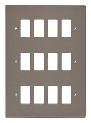 Varilight XDRPG12 PowerGrid Pewter 12 Gang Grid Plate (Triple Twin Plate)