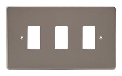 Varilight XDRPG3 PowerGrid Pewter 3 Gang Grid Plate (Twin Plate)