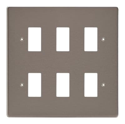 Varilight XDRPG6 PowerGrid Pewter 6 Gang Grid Plate (Double Twin Plate)