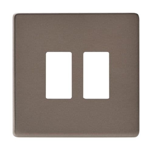 Varilight XDRPGY2S Screwless Pewter 2 Gang Grid Plate (Single Plate)