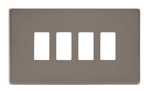 Varilight XDRPGY4S Screwless Pewter 4 Gang PowerGrid Plate (Twin Plate)