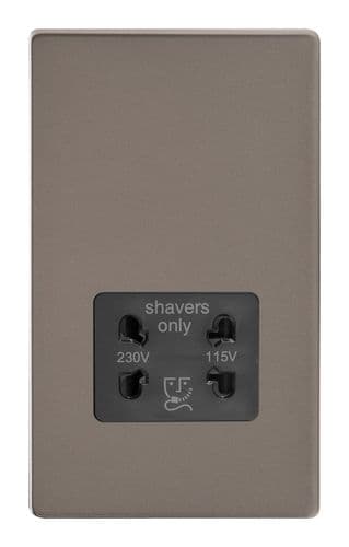 Varilight XDRSSBS Screwless Pewter Dual Voltage Shaver Socket 230V/115V