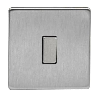 Varilight XDS1S Screwless Brushed Steel 1 Gang 10A 1 or 2 Way Rocker Light Switch