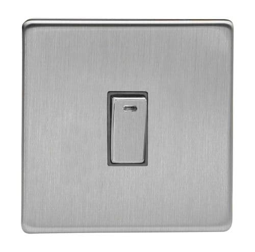 Varilight XDS20NDS Screwless Brushed Steel 1 Gang 20A Double Pole Switch + Neon Indicator