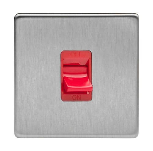 Varilight XDS45SS Screwless Brushed Steel 45A DP Cooker Switch Single Plate