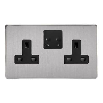 Varilight XDS5VSBS Screwless Brushed Steel 2 Gang 13A Wi-Fi Socket for V-Pro Smart Supla