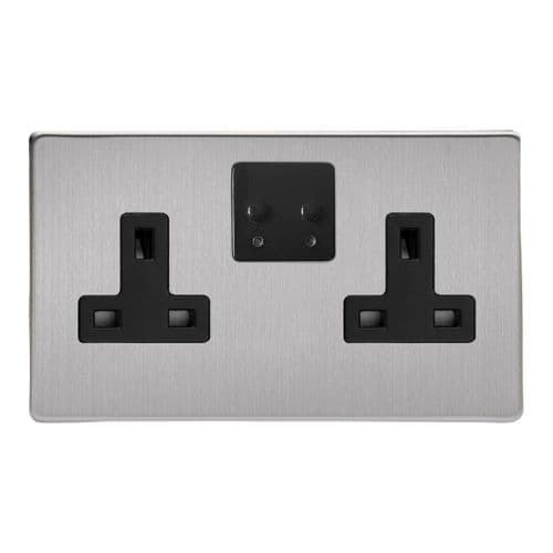 Varilight XDS5VSBS Screwless Brushed Steel 2 Gang 13A Wi-Fi Socket for V-Pro Smart Supla