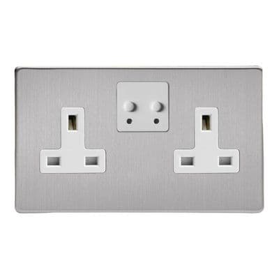 Varilight XDS5VSWS Screwless Brushed Steel 2 Gang 13A Wi-Fi Socket for V-Pro Smart Supla
