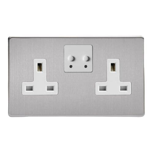 Varilight XDS5VSWS Screwless Brushed Steel 2 Gang 13A Wi-Fi Socket for V-Pro Smart Supla
