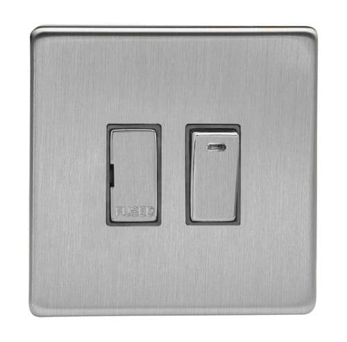 Varilight XDS6NDS Screwless Brushed Steel 1 Gang 13A Switched Fused Spur + Neon