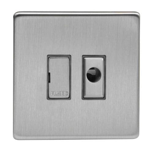 Varilight XDS6UFODS Screwless Brushed Steel 1 Gang 13A Unswitched Fused Spur + Flex Outlet